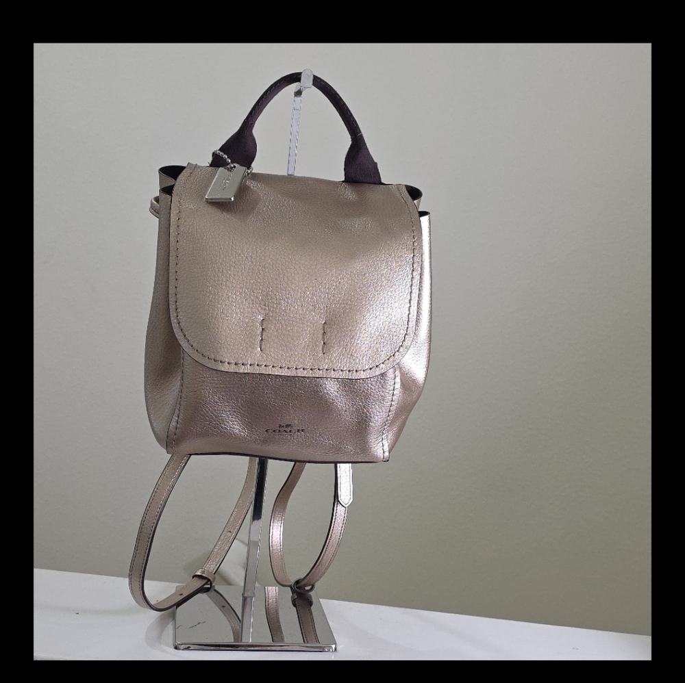 COACH F16605 Metallic Rose Gold Derby Backpack/Crossbody EUC